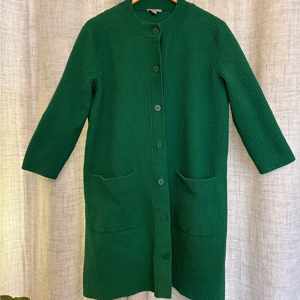 COS 3/4 Sleeve Green Textured Cardigan